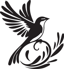 Magpie logo. Isolated magpie on white background. Vector seamless pattern of hand drawn doodle sketch colored magpie bird isolated on white background