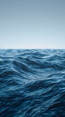 Calm, abstract ocean waves with a clear horizon for text