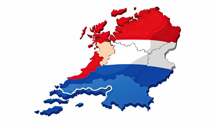 Netherlands Map with Flag D Illustration