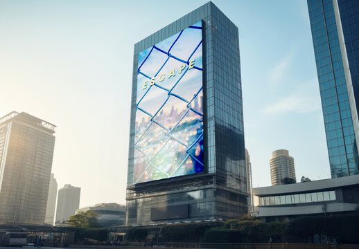 Urban Building Billboard Sign Mockup With Generative AI