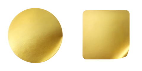 Blank golden paper sticker isolated on transparent background PNG file