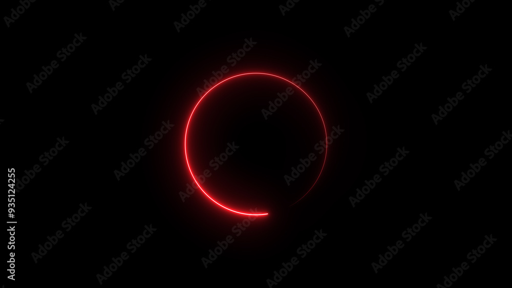 Wall mural abstract neon glowing circle frame loading background illustration.