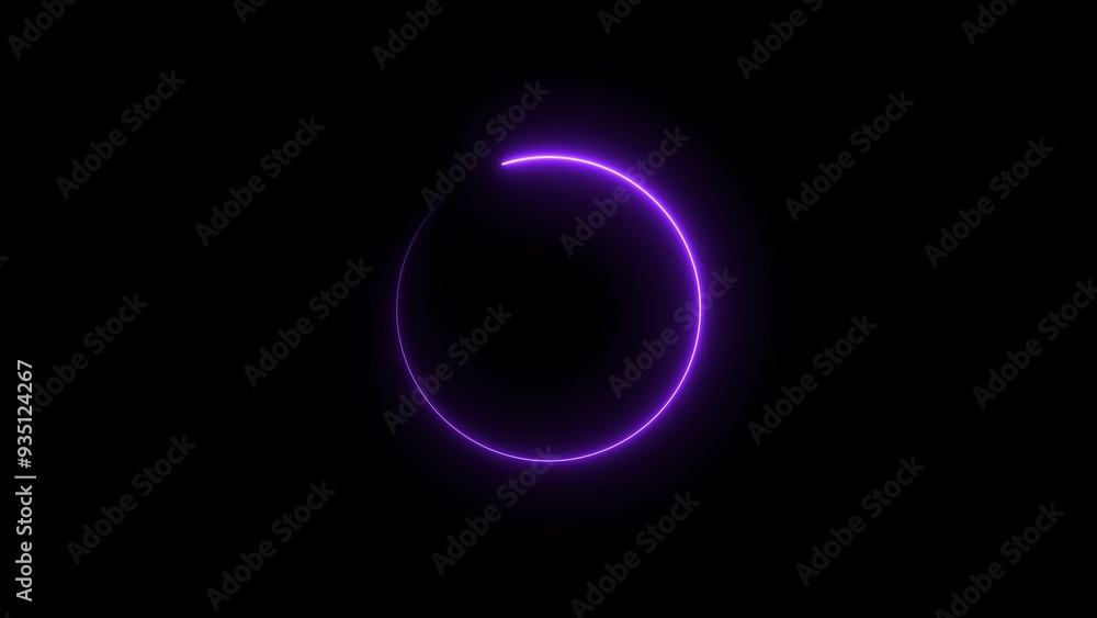 Wall mural abstract neon glowing circle frame loading background illustration.
