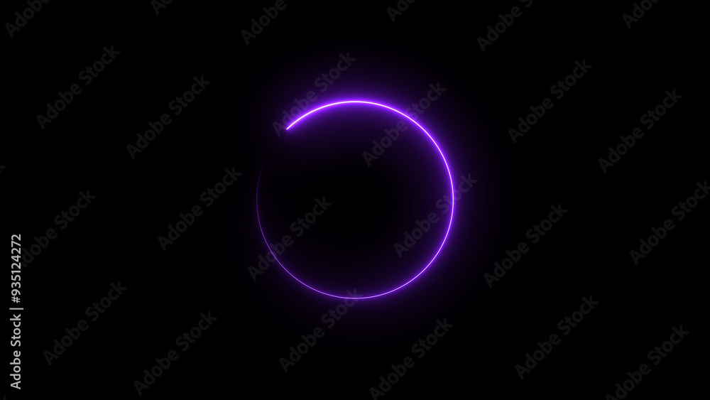 Wall mural abstract neon glowing circle frame loading background illustration.