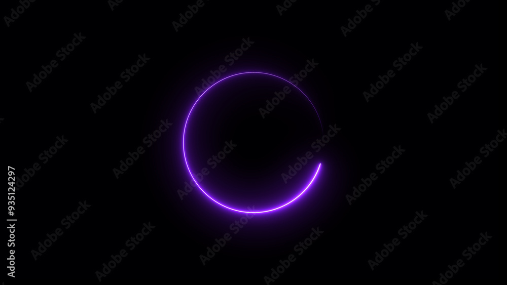 Wall mural abstract neon glowing circle frame loading background illustration.