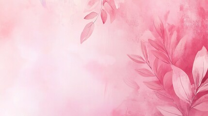 Delicate Pink Watercolor Leaves Background: A soft pink watercolor background with delicate, pale leaves in the corners. Perfect for creating a feminine and romantic mood.