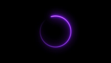 Abstract neon glowing circle frame loading background illustration.