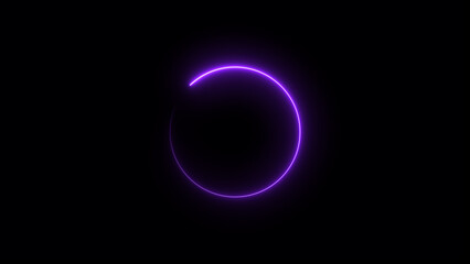 Abstract neon glowing circle frame loading background illustration.