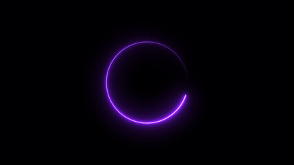 Abstract neon glowing circle frame loading background illustration.