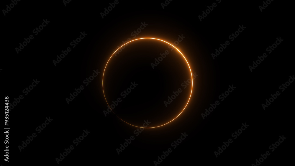 Wall mural abstract neon glowing circle frame loading background illustration.