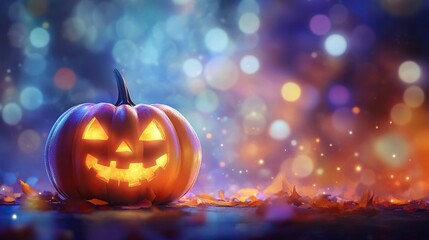Fototapeta premium Eerie illustration of halloween day with bokeh and blur background. Premium illustration for banners, posters, greetings and Halloween celebrations. generative ai