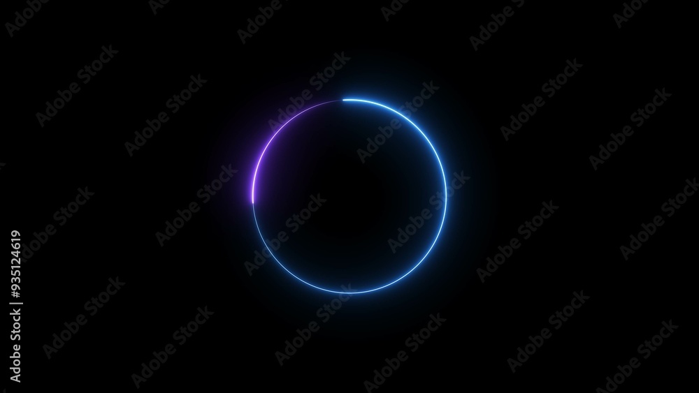 Wall mural abstract neon glowing circle frame loading background illustration.