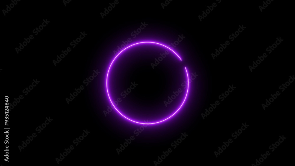 Wall mural abstract neon glowing circle frame loading background illustration.