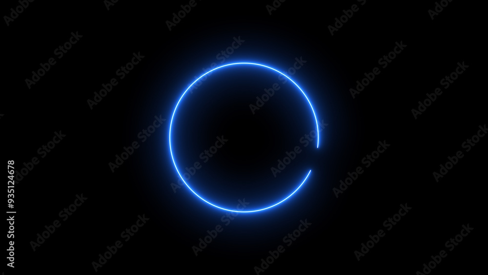Wall mural abstract neon glowing circle frame loading background illustration.