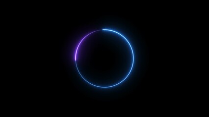 Abstract neon glowing circle frame loading background illustration.
