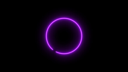 Abstract glowing neon circle frame background illustration.