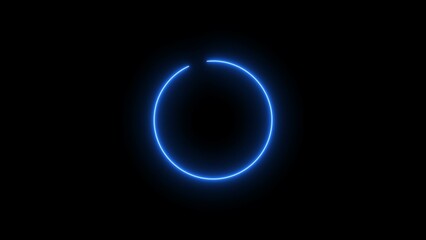 Abstract neon glowing circle frame loading background illustration.