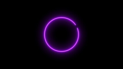 Abstract neon glowing circle frame loading background illustration.