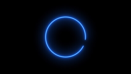 Abstract neon glowing circle frame loading background illustration.