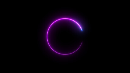 Abstract glowing neon circle frame background illustration.