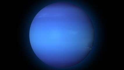 3D Realistic, Flat design spinning Neptune  isolated on the black background.