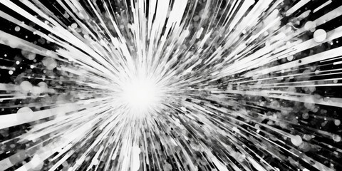 Dynamic Black and White Abstract Background with Burst of Light