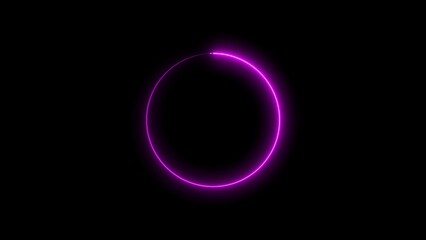 Abstract neon glowing circle frame loading background illustration.