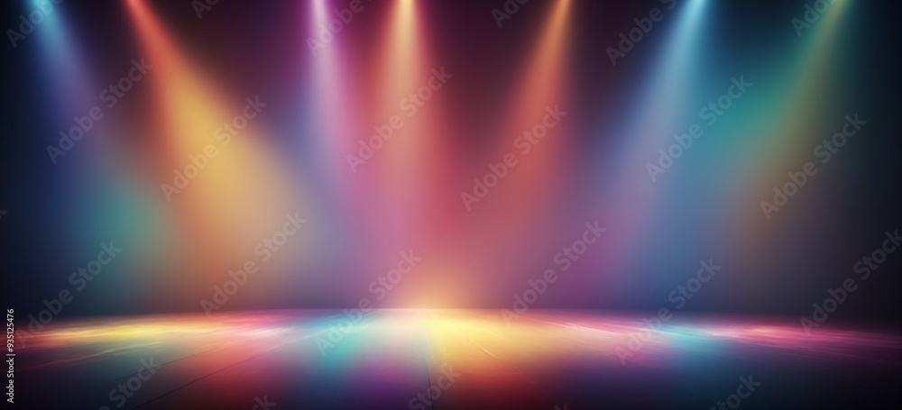 Aufkleber dynamic stage with colorful lights and abstract design on black