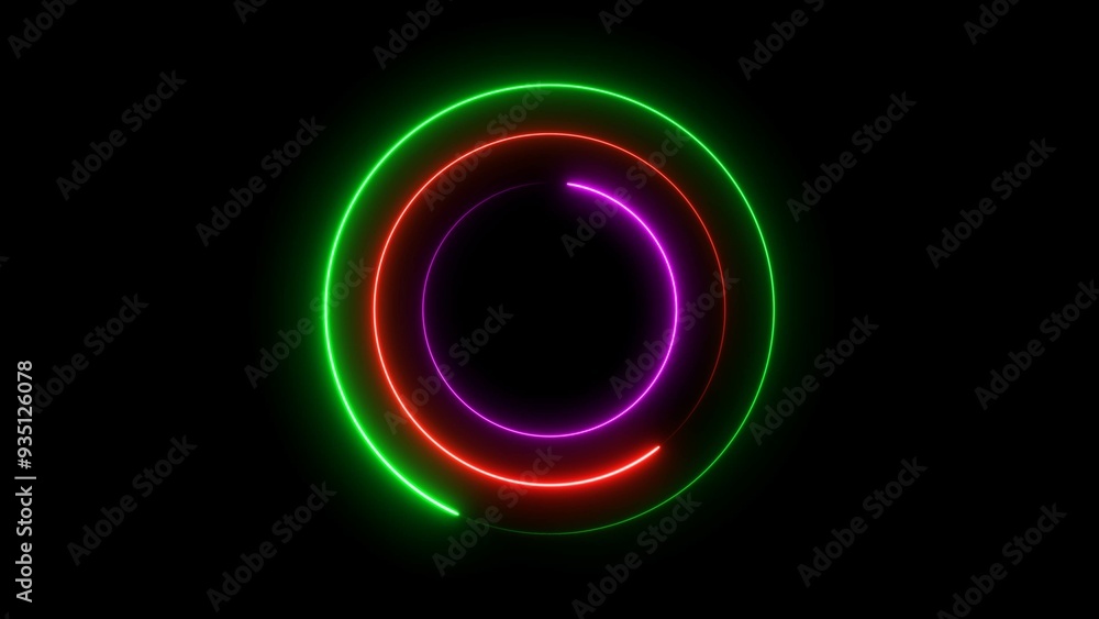 Wall mural abstract neon glowing circle frame loading background illustration.