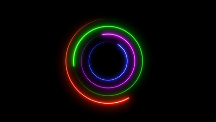 Abstract glowing neon circle frame background illustration.