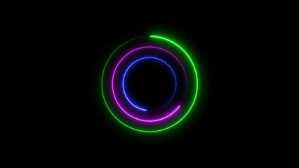 Abstract glowing neon circle frame background illustration.
