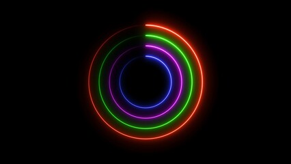 Abstract glowing neon circle frame background illustration.