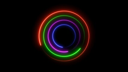 Abstract glowing neon circle frame background illustration.