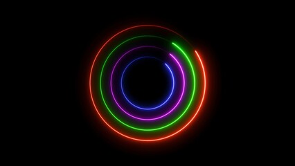 Abstract glowing neon circle frame background illustration.