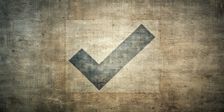 Establishes trust with a grey checkmark, paired with the warmth of vintage textures and muted colors, conveying reliability and authenticity.