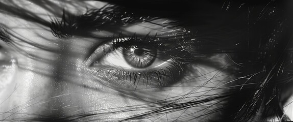 Fototapeta premium Captivating Close-Up Of A Person's Eye With Shadows And Textures By Natural Light