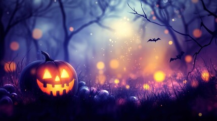 Eerie illustration of halloween day with bokeh and blur background. Premium illustration for banners, posters, greetings and Halloween celebrations. generative ai