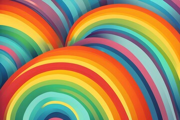 Obraz premium A vibrant abstract artwork featuring colorful, wavy stripes reminiscent of a rainbow. The colors blend seamlessly, creating a dynamic and energetic composition