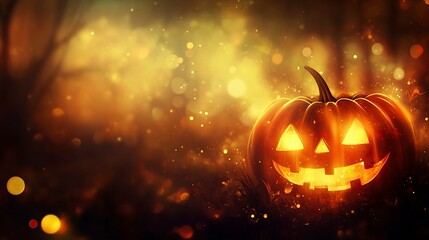 Fototapeta premium Eerie illustration of halloween day with bokeh and blur background. Premium illustration for banners, posters, greetings and Halloween celebrations. generative ai