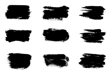 Hand drawn grunge ink brush strokes and lines, creative brush lines with rough edges. Abstract freehand doodle line borders. Black splashes