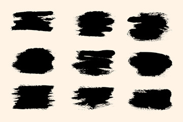 Hand drawn grunge ink brush strokes and lines, creative brush lines with rough edges. Abstract freehand doodle line borders. Black splashes