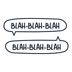 Blah-blah-blah inscription. Imitation of conversation. Vector linear icon isolated on white background.