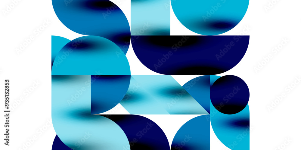 Poster tech minimal circular shapes geometric art. vector modern circles