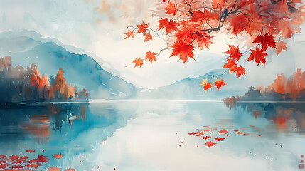 秋季红色的枫叶