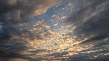 nice sundown gold clouds on the sky bg - photo of nature