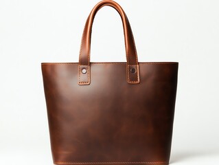Durable leather tote with reinforced stitching, focus on quality construction and longlasting use