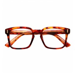 Stylish Brown Tortoiseshell Square Eyeglasses on White Background for Fashion and Eye Care