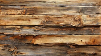 Obraz premium Rustic Wooden Plank Texture: A close-up shot of weathered wooden planks, showcasing the natural beauty of wood grain, knots, and imperfections. 