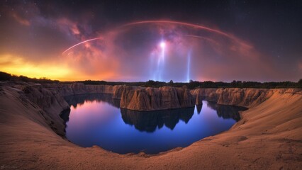 sunset over the lake