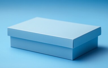 Naklejka premium Simple matte sky blue box for singleuse sachets, same size as a sachet, with a matte sky blue sachet outside, plain background color E1F6FF